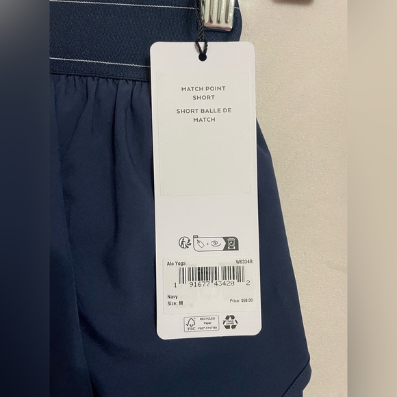 Alo Yoga NWT Match Point Women's Navy Shorts Size M - Picture 6 of 8